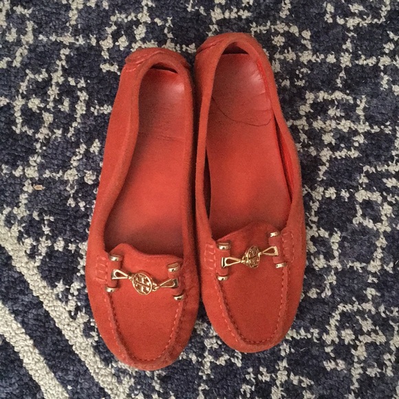 Orange suede TORY BURCH 7.5 drivers gold hardware - Picture 2 of 10